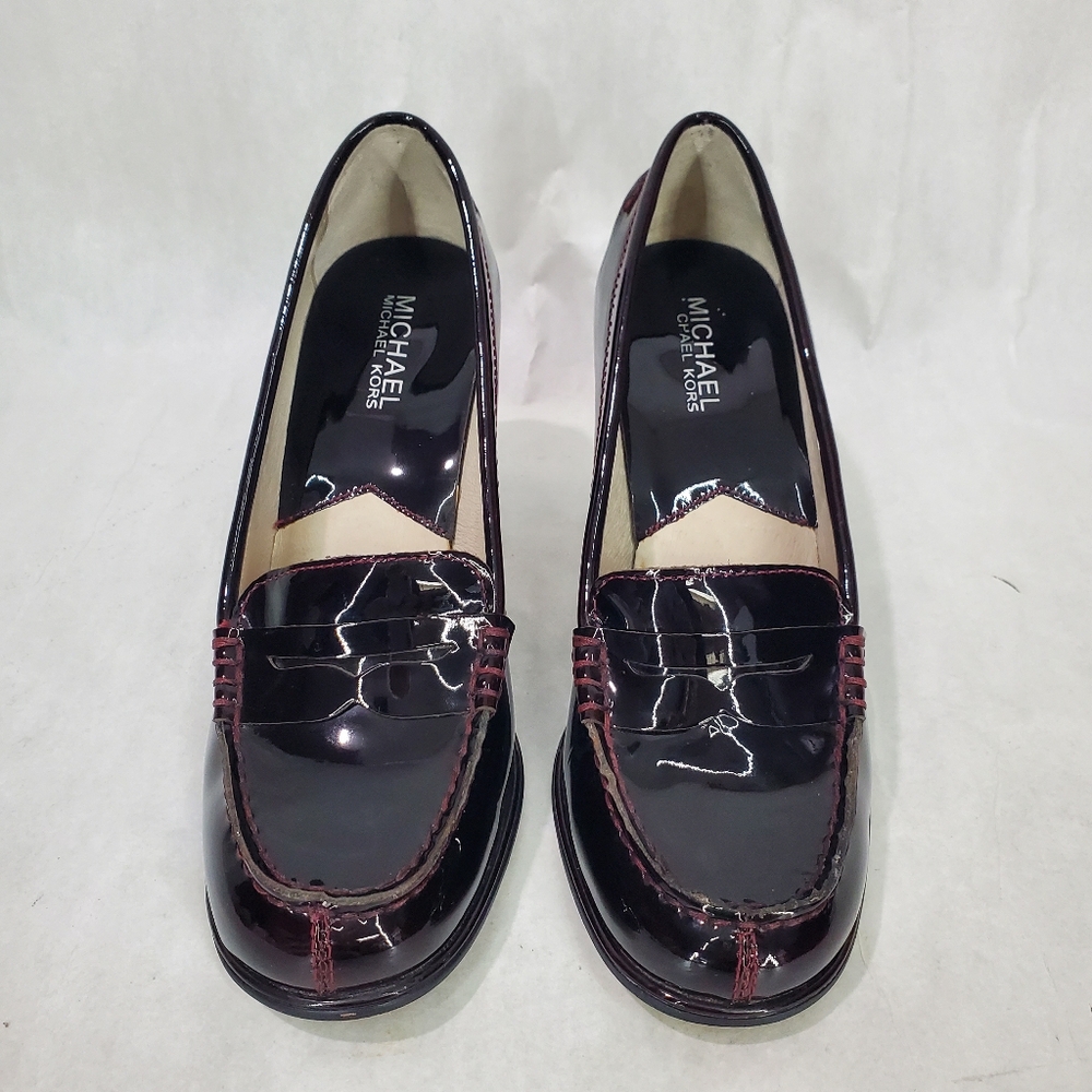 Michael Kors Heels Burgundy Loafers Penny Loafers Office Holidays Patent Leather - Picture 3 of 11